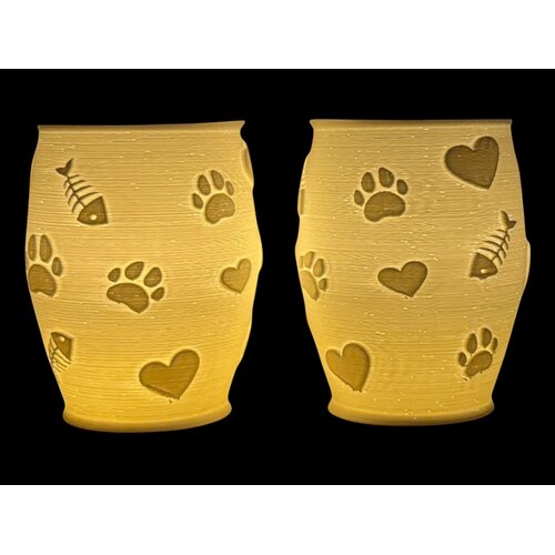 Christmas Tea Light Lamp Paws, Hearts & Fish Pos.
