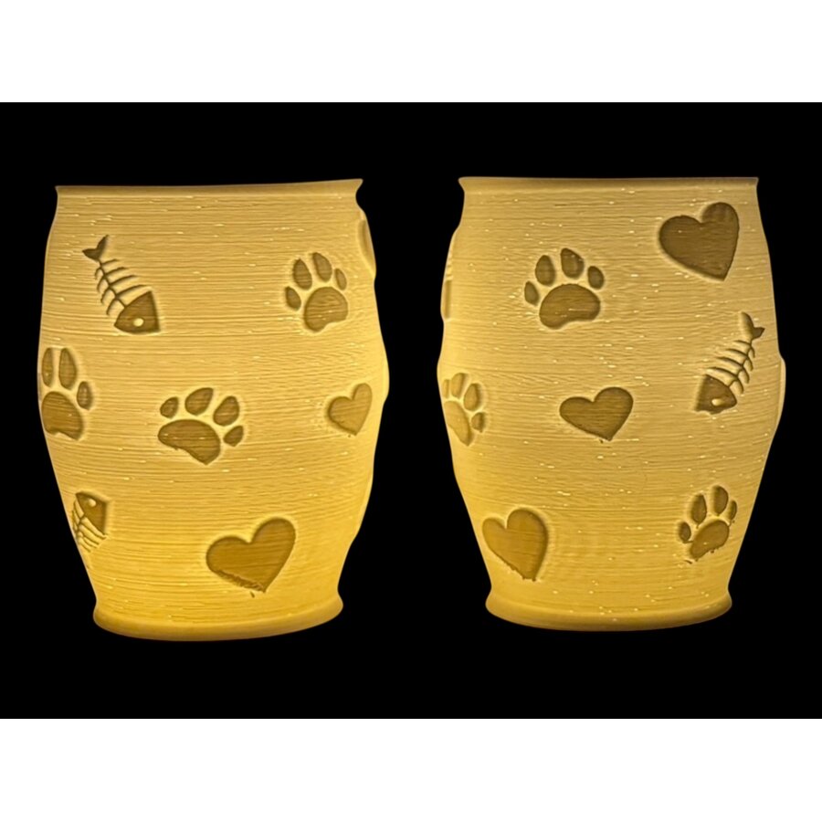Christmas Tea Light Lamp Paws, Hearts & Fish Pos.