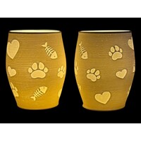 Christmas Tea Light Lamp Paws, Hearts & Fish Neg.