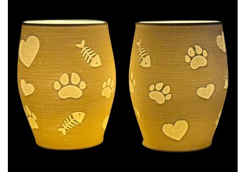 Christmas Tea Light Lamp Paws, Hearts & Fish Neg.