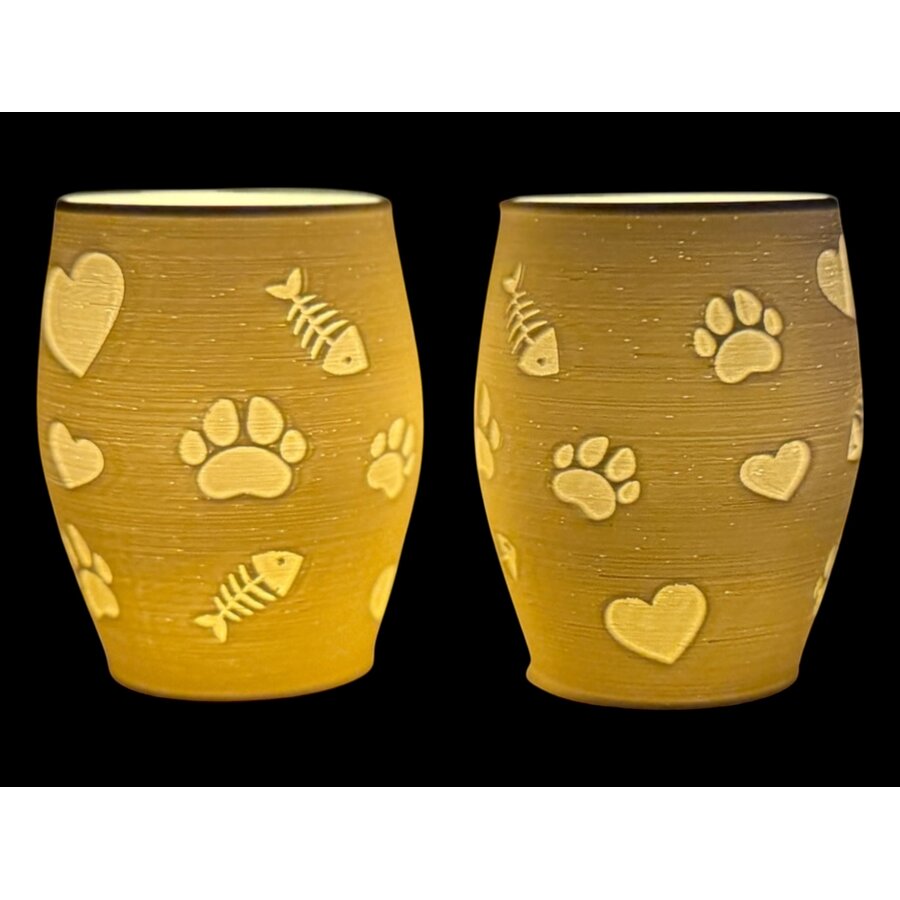 Christmas Tea Light Lamp Paws, Hearts & Fish Neg.