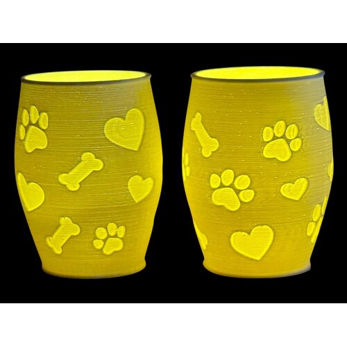 Christmas Tea Light Lamp Paws, Hearts & Bones Neg.