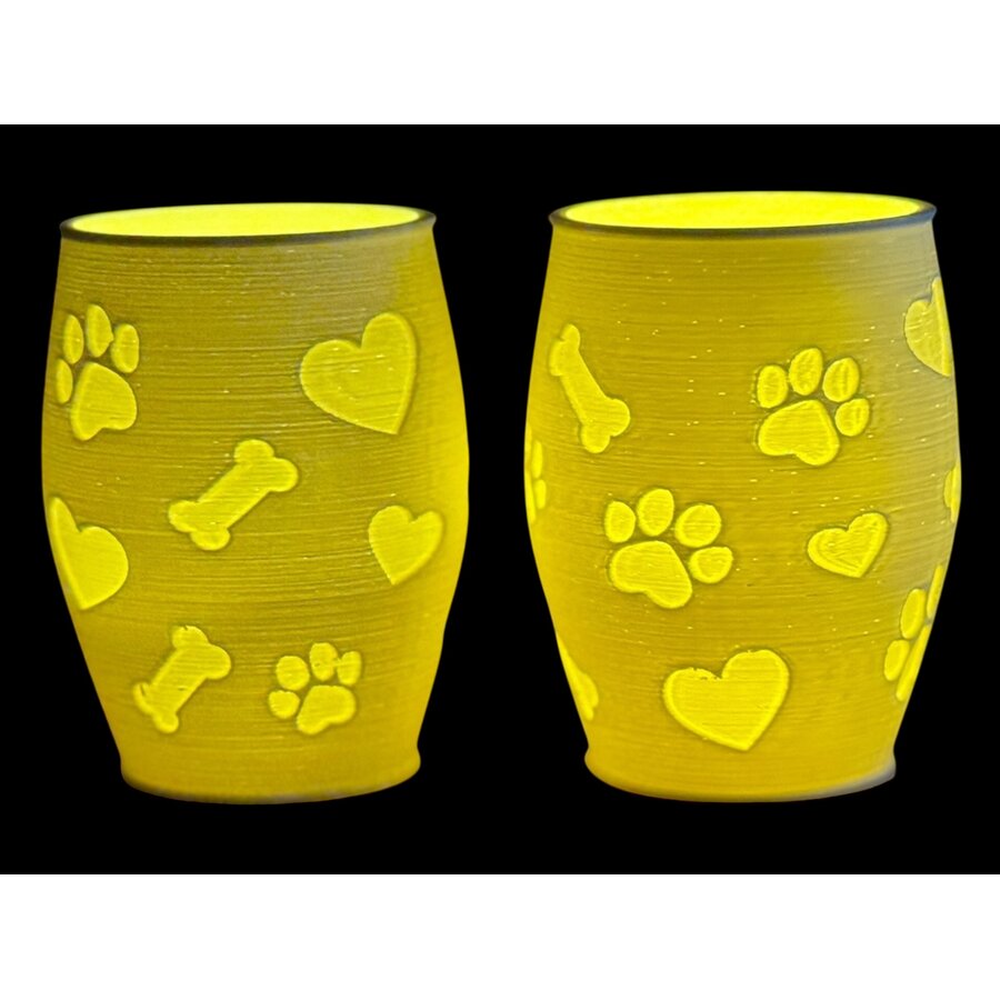 Christmas Tea Light Lamp Paws, Hearts & Bones Neg.