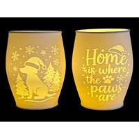 Christmas Tea Light Lamp Home Dog Neg.