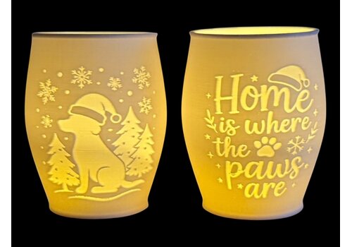Christmas Tea Light Lamp Home Dog Neg.