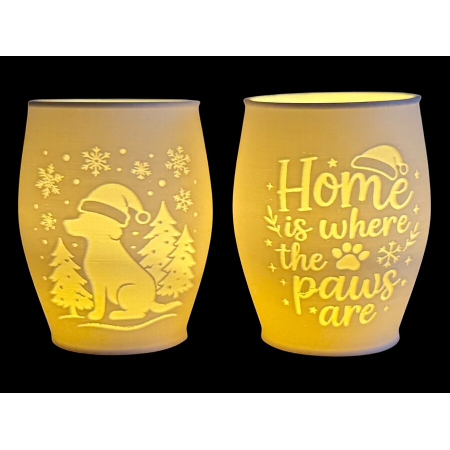 Christmas Tea Light Lamp Home Dog Neg.