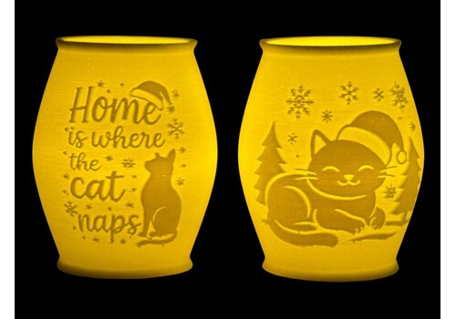Christmas Tea Light Lamp Home Cat Pos.