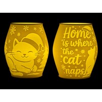 Christmas Tea Light Lamp Home Cat Neg.