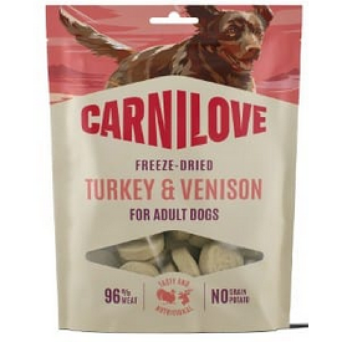 Carnilove Freeze Dried Snacks Hert Kalkoen 60 gram
