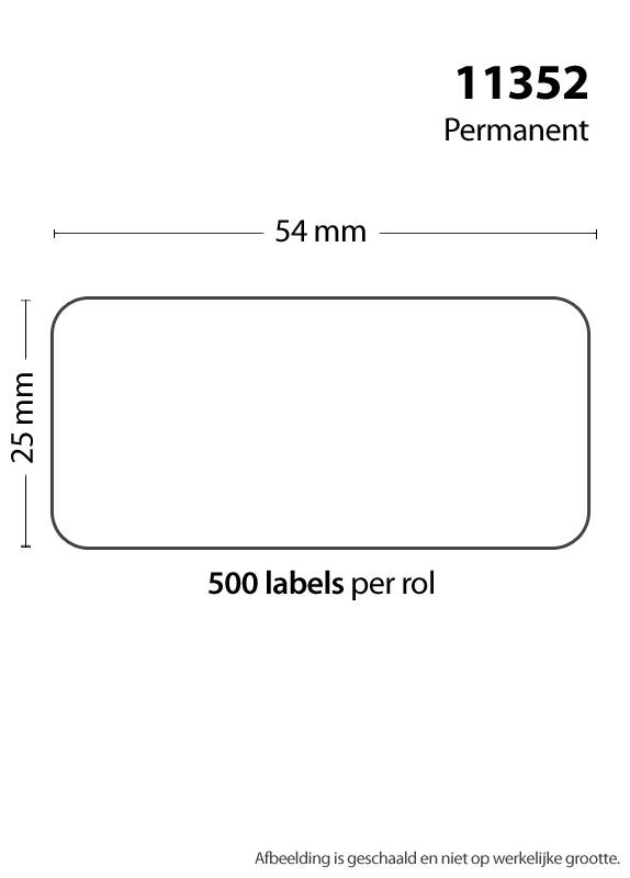 Dymo-compatible Dymo 11352 Compatible Labels, 54mm x 25mm, belijming permanent