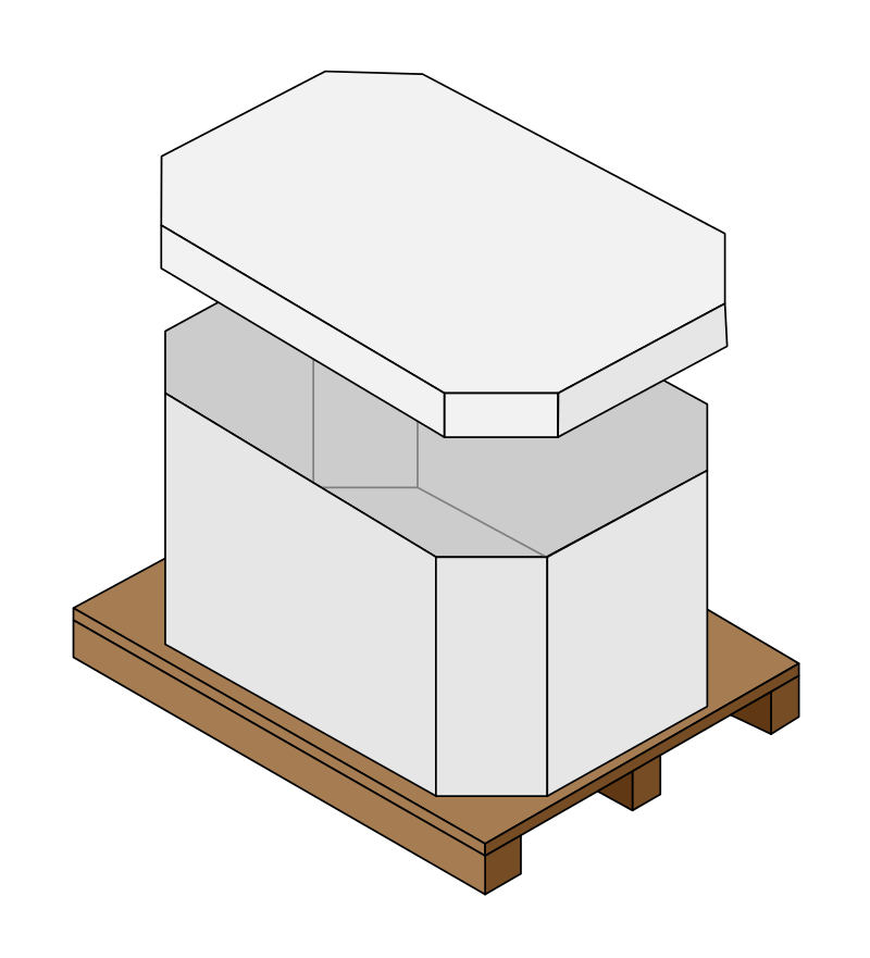 Octabin huls 1160x760x970 Fefco 0352.12HU  kwaliteit POWERPLY HEAVY tripple, Goederen code: 4819100000, A 70 stuks per pallet