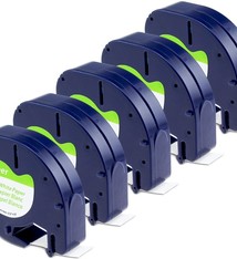 Dymo-compatible Dymo Letratag labeltape 91200 papier 12mm x 4 m zwart op wit