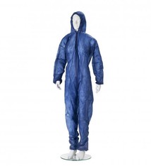 Hygoclean Non-woven disposable overall BLAUW  XL - kap - elastiek in polsen, enkels en kap - Doos a 50 stuks