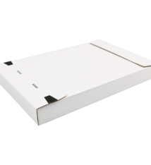 Brievenbusdoosje A4+ 350 x 230 x 28 mm wit zelfklevende strip, golfkarton