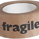 Papieren Waarschuwingstape 50 mm x 50 mtr BREEKBAAR/FRAGILE bruin/zwart, 36 rol/per doos