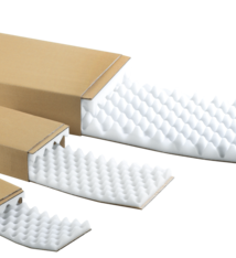 Schuif Schuimdoos bruin / wit 215x150x120mm Beplakt met profielschuim 30 mm wit met kartonnen huls 84 stuk per doos