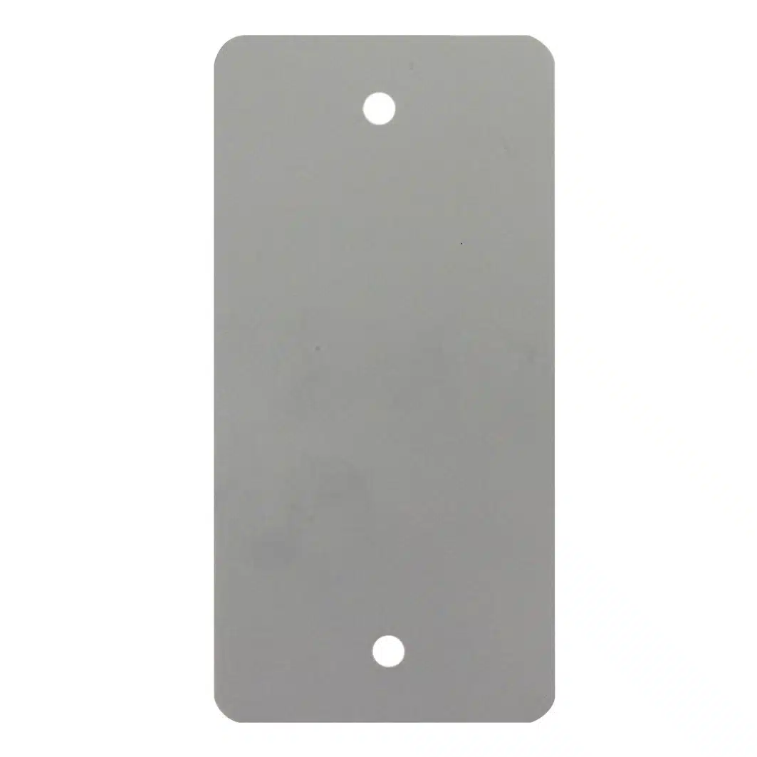 PVC label 108x54mm, grijs, 2 x ponsgat, 1000 stuks per doos