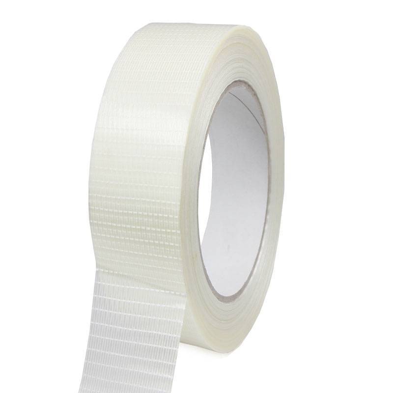 Filament tape ruit versterkt 50 mm x 50 mtr transparant, 18 rol/per doos
