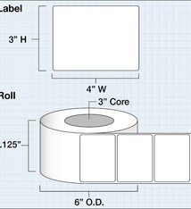 Tuff Coat Hgl. Label 4"x3", High Gloss label 102x76 mm. 850st per/rol 10 rol per doos