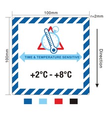 Tijdtemperatuurgevoelig label +2°C tot +8°C – Code TTEMP1, 500 stuk per rol