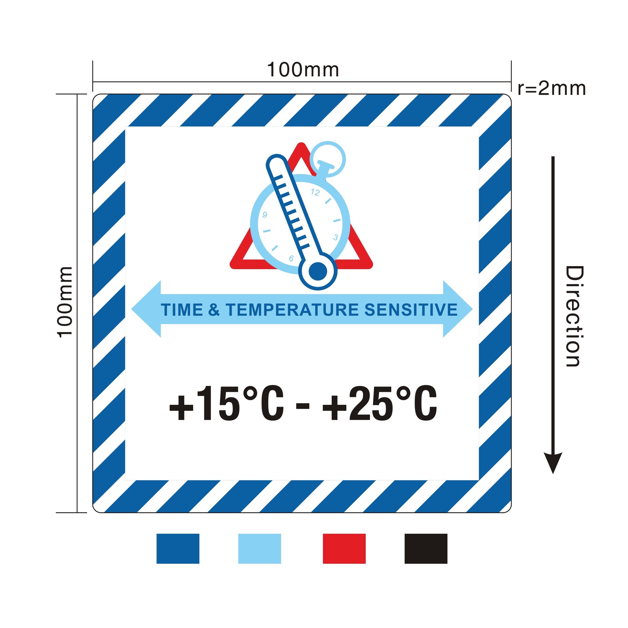 Tijdtemperatuurgevoelig label +15°C tot +25°C – Code TTEMP4, 500 stuk per rol