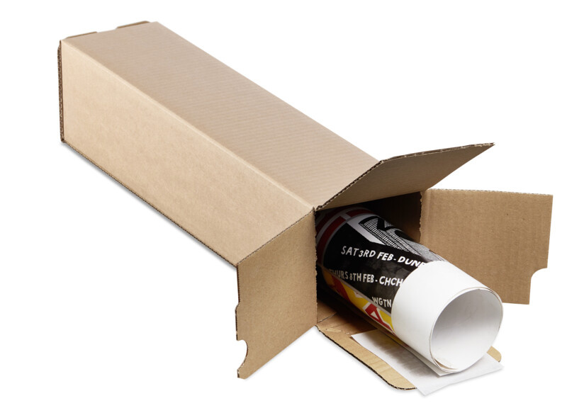 Vierkante verzendkoker 105 x 105 x 430 mm bruin met automatische bodem + plakstrip, 10 stuks per pak