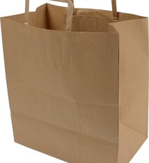 Papieren Draagtas - Bruin - Klein - 22x10x28cm 250 stuks per doos