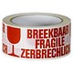 PP Waarschuwingstape 48 mm x 66 mtr BREEKBAAR in 3 talen + glas wit/rood, 36 rol/per doos