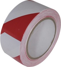 Markeringstape 50mmx33mtr rood / wit (24 rol per doos, prijs per rol)