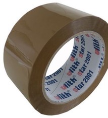 Plakband PP Acryl Low Noise 66 mtr x 50 mm bruin, 35 micron, verpakking 1 doos a 36 rol