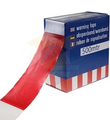 Afzetlint 80 mm x 500 mtr wit/rood