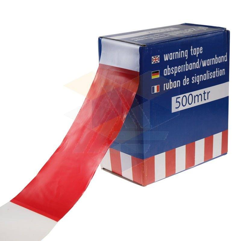 Afzetlint 80 mm x 500 mtr wit/rood