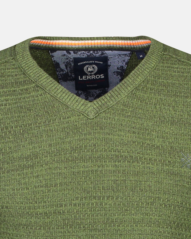 Lerros V-Neck Sweater with Structure - Green