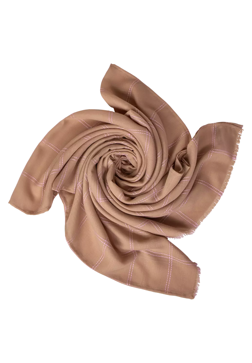 Street One Scarf with Check Print - Easy Camel