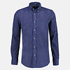 Fijncord Overhemd met Allover Print - Mid Blue