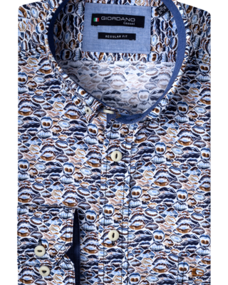 Giordano Shirt with Kisses - Dark Brown