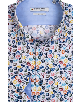 Giordano Shirt with Sport Print - Light Blue