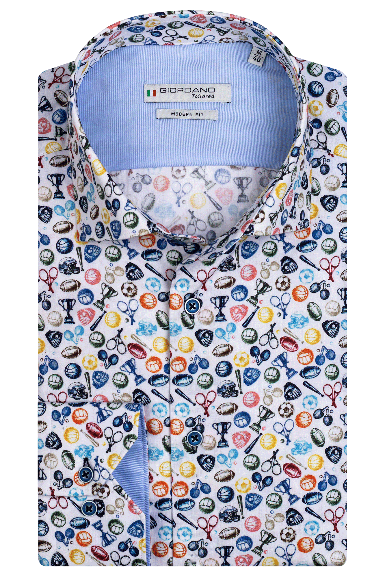 Giordano Shirt with Sport Print - Light Blue