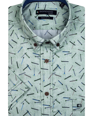 Giordano Kurzarm Hemd mit Print - Green