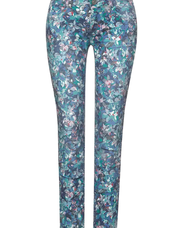 Street One Pants with Floral Print Crissi - Flower Print Denim Wash