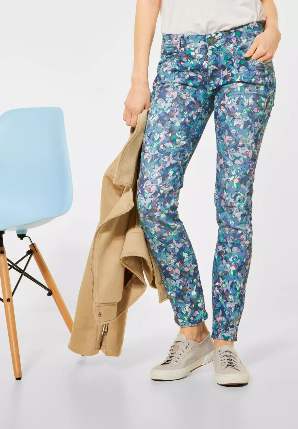 Lady Wide Leg Jeans Floral Denim Pants Trousers Straight High Waist Casual  | eBay