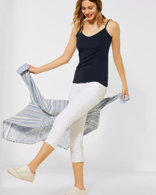 Street One Top mit V-Ausschnitt - Dark Foggy Blue