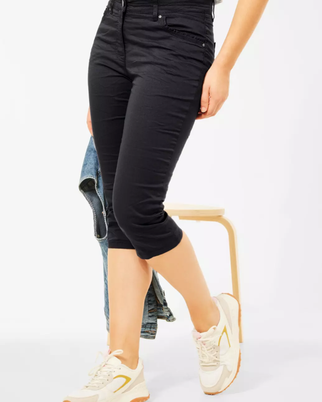 Cecil Slim Fit Broek met Hoge Taille Vicky - Carbon Grey