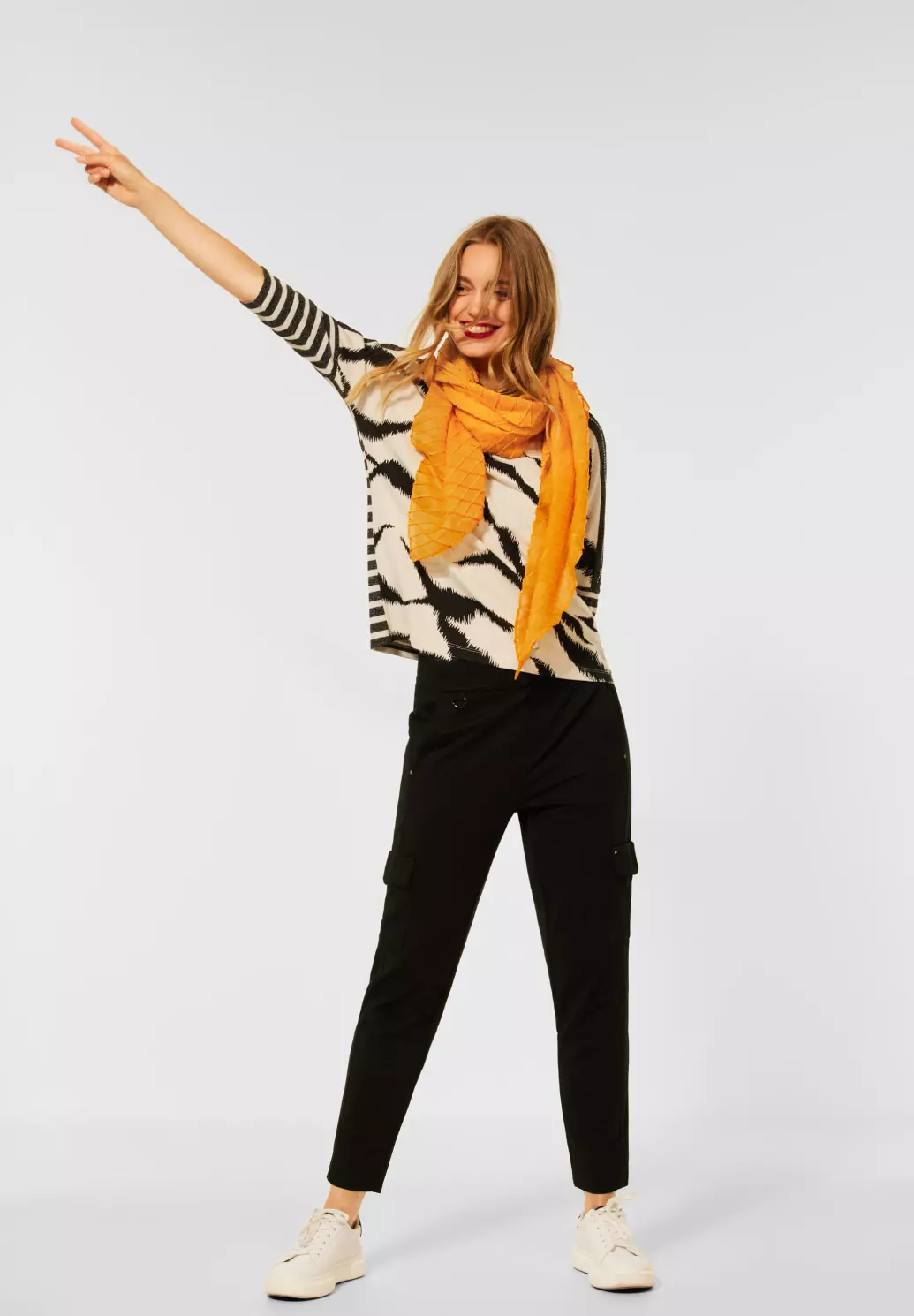 Street One Sjaal in Plissé Look - Sulphur Yellow