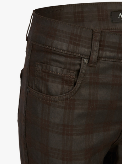 Angels Jeanswear Skinny Ankle Zip with Check - Chocolate