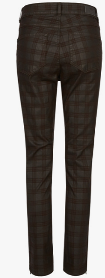 Angels Jeanswear Skinny Ankle Zip with Check - Chocolate