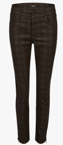 Angels Jeanswear Skinny Ankle Zip with Check - Chocolate