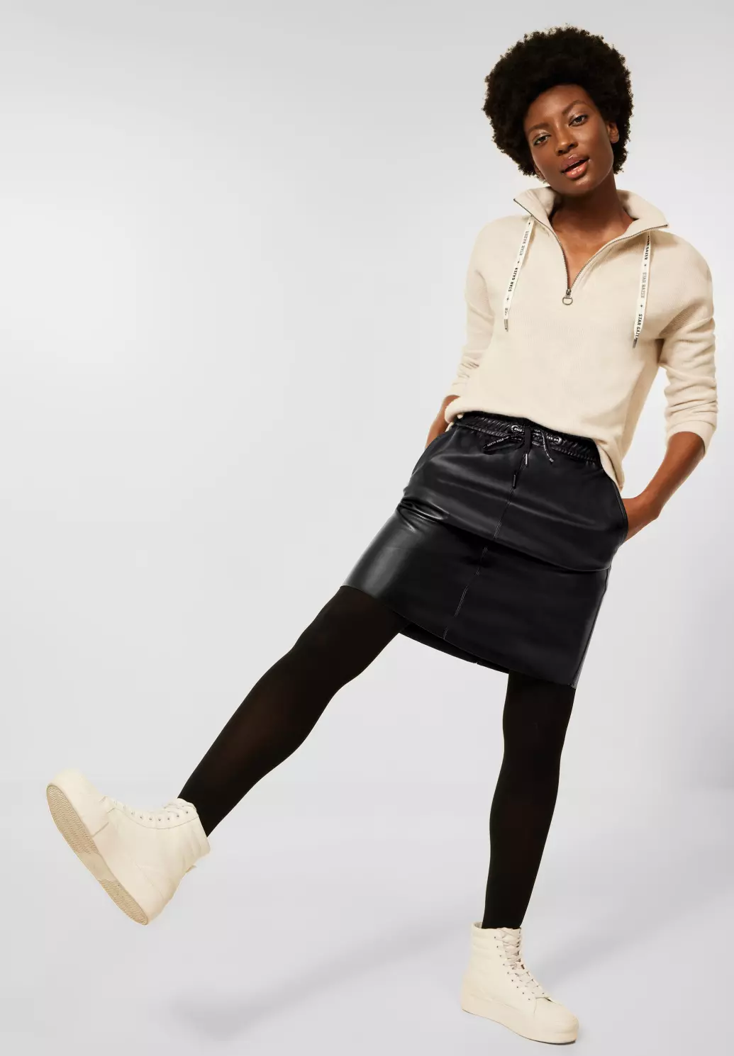 Cecil Mini Skirt in PU - Black