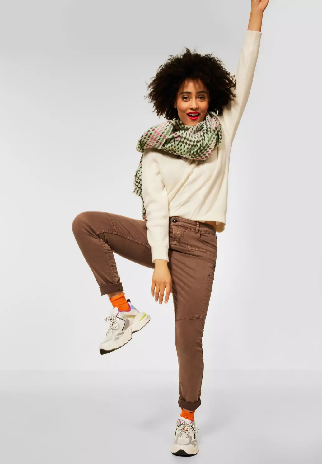 Street One Slim Fit Pants in Lyocell - Soft Toffee