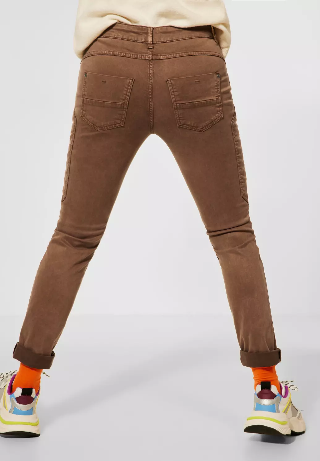 Street One Slim Fit Hose - / in Cotton Braun Toffee | Soft Blues - Lyocell